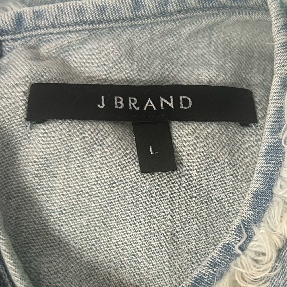 J. Brand Sleeveless Boho Denim Fringe Top Size Large - Picture 3 of 7
